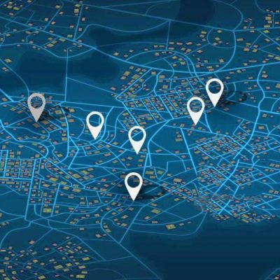 Multiple destinations, isometric. Gps tracking map. Track navigation pins on street maps, navigate mapping technology and locate position pin. Futuristic travel gps map or location navigator vector illustration